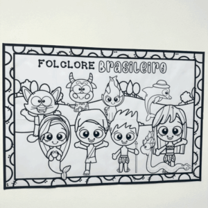 Cartaz para pintura coletiva tema Folclore Brasileiro